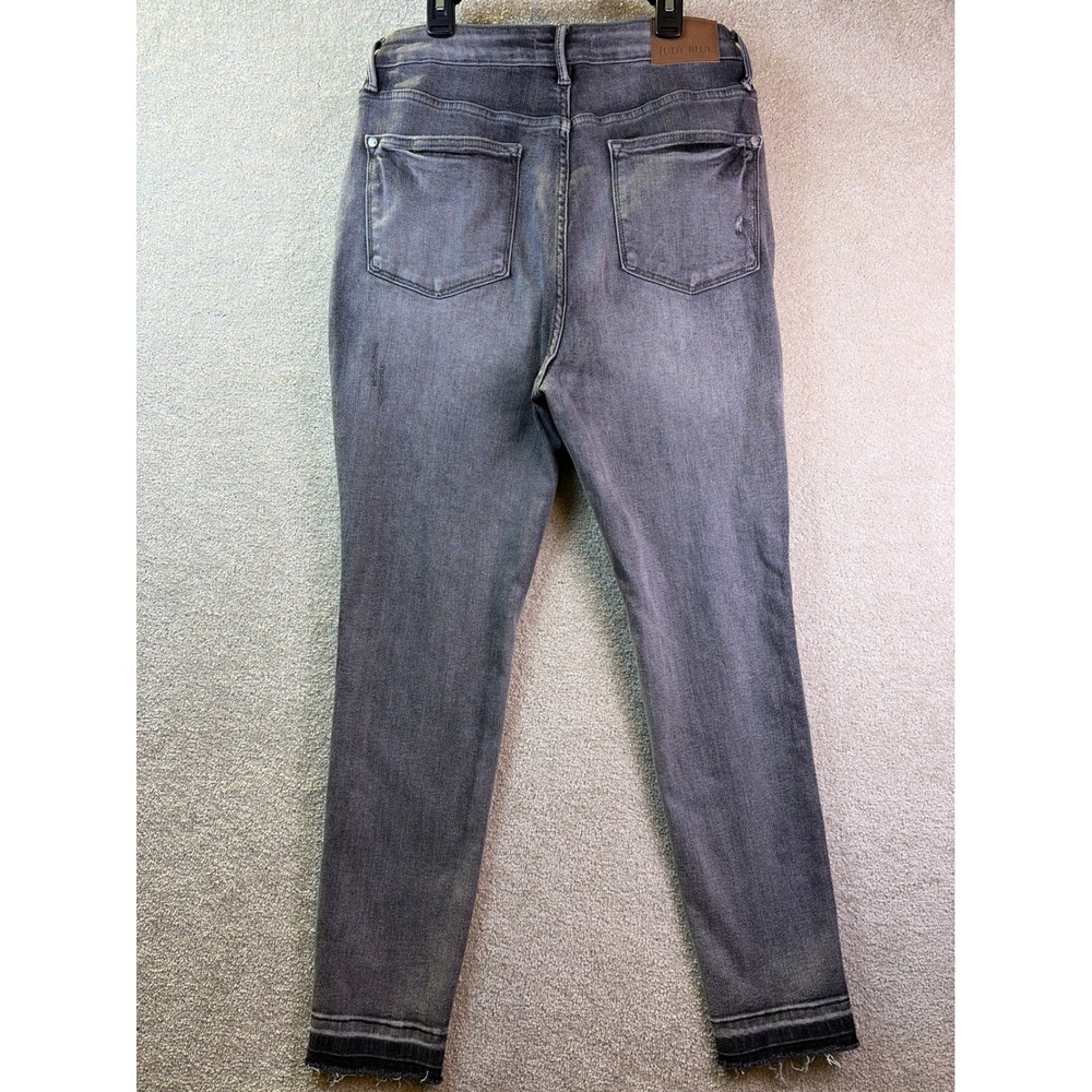 Judy Blue Skinny Jeans Women 15 (Fits 32x28) Gray High Rise Raw Hem Distressed - Picture 3 of 8